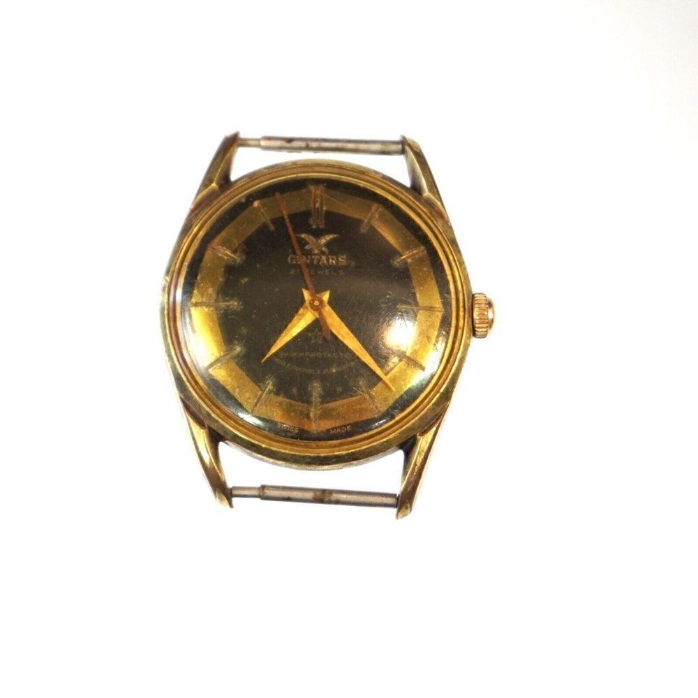 Vintage Gintars 21 Jewels Gold Filled Swiss Watch Metin Yildiz For Parts Repair